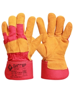 Перчатки утеплённые спилковыеДИГГЕРкомб-е,мех750 г/м2,жёлто-красные, дл.27 см, р 10.5(пер602)