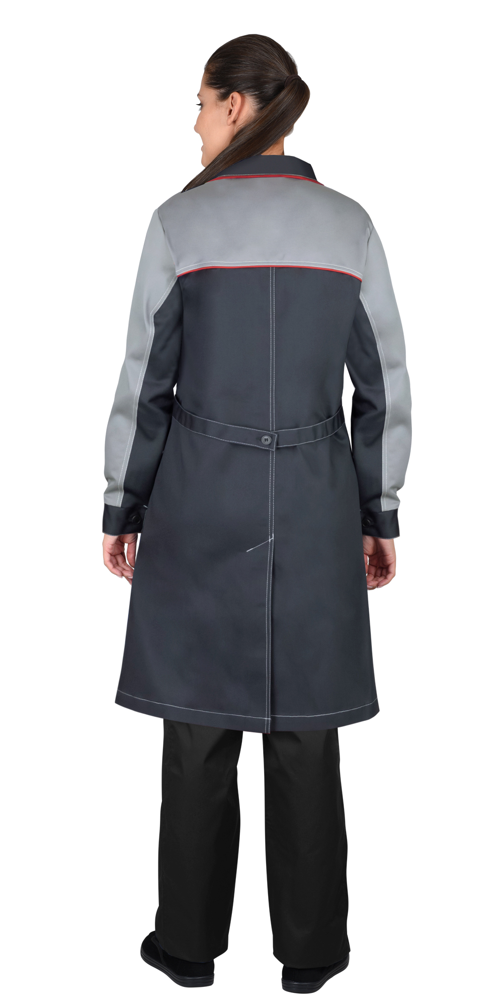 Халат СИРИУС-ИРИНА женский, тёмно-серый со светло-серым и красным кантом Халат СИРИУС-ИРИНА женский, тёмно-серый со светло-серым и красным кантом